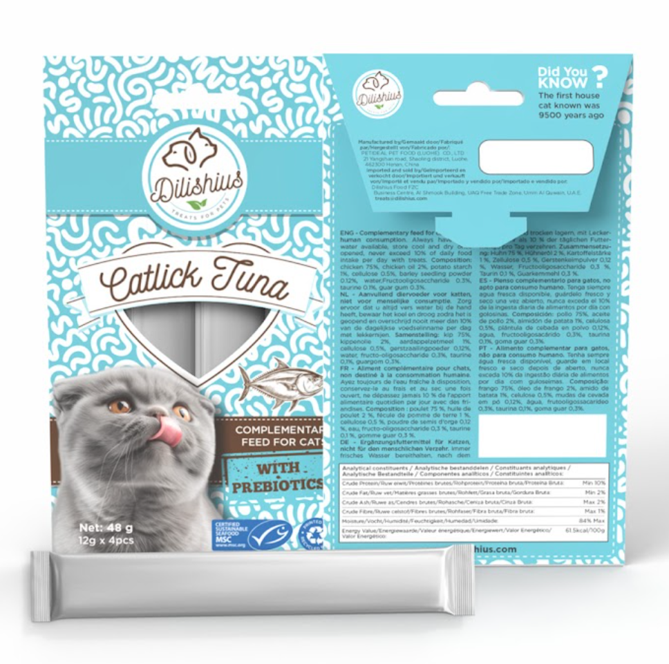 liquid lickstick treat or topping for cats & dogs with pre biotics 40 sticks shrimp