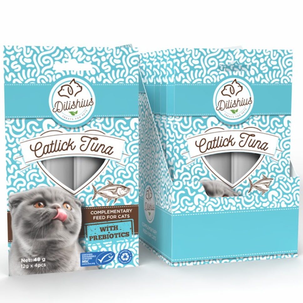 liquid lickstick treat or topping for cats & dogs with pre biotics 40 sticks shrimp