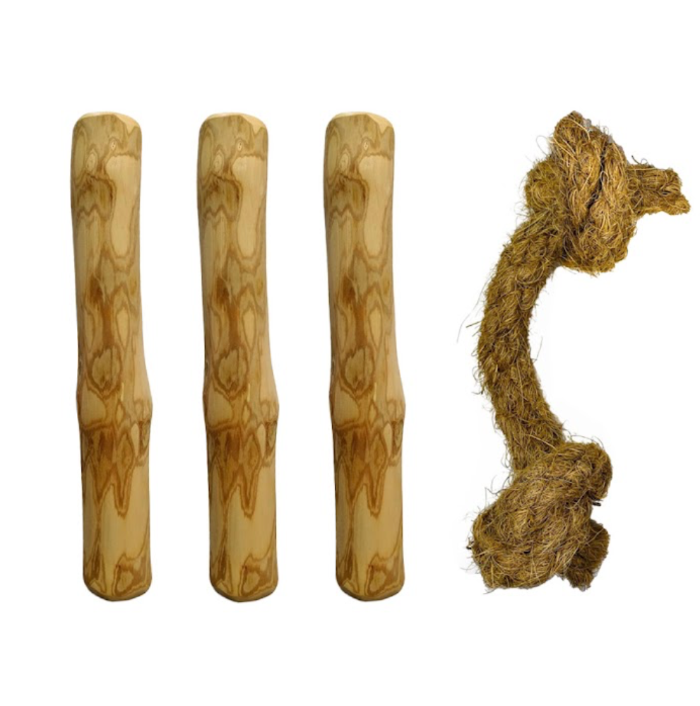 Coffee wood chew for large and strong dogs 3 pcs plus free coconut rope