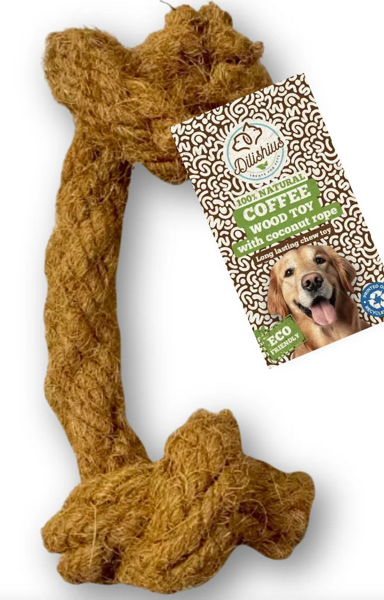 Coffee wood chew for medium size dogs 3 pcs plus free coconut rope